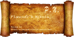 Plancsák Nikola névjegykártya
